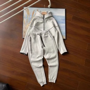 25 mới thể thao đội mũ trùm đầu thời trang dạo phố áo len không khí Lớp sợi tre Dây Kéo Màu chặn mùa thu phản quang dính Bộ - Product Image 6