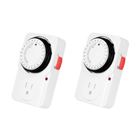 Sakelar Timer Digital Otomatis Ramah Lingkungan 2-Outlet - Pengontrol Terprogram 24 Jam untuk Lampu Natal dan Sistem Penyiraman Taman