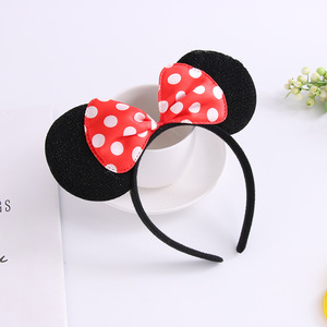 Fascette per capelli con orecchie di topo e fiocco per ragazze, accessori per capelli a tema cartone animato con design adorabile - Product Image 2