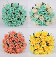 Bouquet de 18 grandes roses artificielles haut de gamme en soie pour mariage nuptial