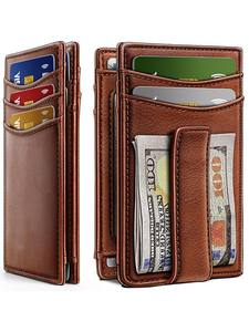 <span class=keywords><strong>Porte</strong></span>-cartes minimaliste pour <span class=keywords><strong>homme</strong></span> avec pince à billets magnétique, portefeuille en cuir PU grande capacité pour cartes de crédit et espèces - Product Image 1