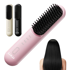 <span class=keywords><strong>Brosse</strong></span> lissante <span class=keywords><strong>chauffante</strong></span> rapide sans fil, mini peigne chauffant portable 4000 mAh, utilisation à sec et humide - Product Image 1