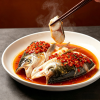 Tête de poisson prête à cuisiner, chili haché, style Hunan, carpe argentée, 640g/sac, plat préparé surgelé, export, emballage en vrac