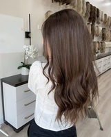 LLBeauty Cheveux Humains Vierges de Qualité Texture Européenne Douce Brun Foncé Dentelle HD Extra Fine Longue Densité 130% avec Doublure en Soie pour Femmes