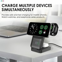 Mini draagbaar snellaadstation voor kantoor, multifunctioneel opvouwbaar bureau-lader 3-in-1 magnetische draadloze oplader met klok