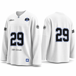 Maillot de hockey personnalisé à manches longues, respirant, en maille, style fan, avec numéro, streetwear, rétro, pour le jour du match - Product Image 3