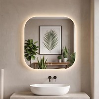 Espejo de Maquillaje Inteligente con Pantalla Táctil Personalizada, Montado en la Pared, IP44, Moderno, para Hoteles y Apartamentos, con Diseño Gráfico en Forma de Apple, Ecológico