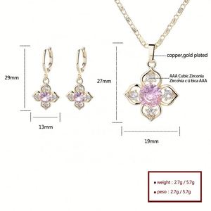 ชุดเครื่องประดับดอกไม้ประดับเพชรซิคอนชุบทอง 18K จาก Bijouterie Chic สำหรับผู้หญิงในงานปาร์ตี้หรืองานหมั้น - Product Image 6