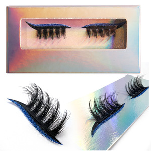 Faux <span class=keywords><strong>cils</strong></span> synthétiques style décontracté avec bande en coton noir et ensemble combiné <span class=keywords><strong>fard</strong></span> à paupières - Meilleures ventes - Product Image 2