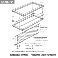 Maille de remplissage pour balustrade d'escalier en acier inoxydable 316, maille de câble flexible en acier inoxydable pour la sécurité architecturale OEM