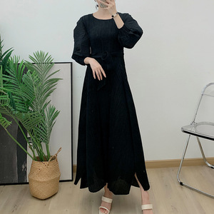 Đầm xếp ly dáng rộng tay đèn thiết kế bất đối xứng dài thanh lịch dành cho nữ Miyake Plus Size - Product Image 6