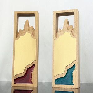 Trophée <span class=keywords><strong>en</strong></span> <span class=keywords><strong>bois</strong></span> personnalisé avec silhouette de montagne et plaque dorée, récompense rectangulaire <span class=keywords><strong>creuse</strong></span> pour la reconnaissance des réalisations professionnelles MH-J0113 - Product Image 3