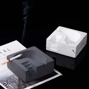 Cenicero de diseño de tazón de esquí de moda, bandeja de joyería para decoración del hogar, Cenicero de cemento ecológico - Product Image 1