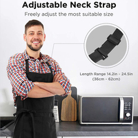 Tablier de cuisine et de jardin moderne et élégant en coton polyester noir, résistant à l'huile, léger, avec logo personnalisé pour hommes, poches pour outils de travail
