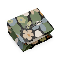 Sac fourre-tout en papier imprimé floral abstrait avec logo et poignée en ruban, personnalisé pour l'emballage de vêtements, de bougies, de cadeaux et de boutiques