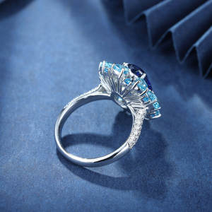 Bagues en argent <span class=keywords><strong>2021</strong></span> de saphir pour femmes, bijoux tendance, en argent 925, vente en gros, nouvelle collection - Product Image 5