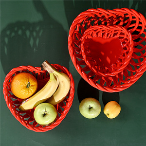 Handmade Serveing Khay Màu Đỏ Trái Cây Giỏ Gốm Lưới Nho Hoặc Chuối Hoặc Apple Home Nhà Hàng Giỏ Sứ - Product Image 3