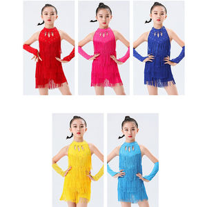 Conjunto de Vestidos de Baile con Flecos para Niñas, Estilo Salsa, Latinoamericano, Sin Mangas, Traje de Baile de Salón, <span class=keywords><strong>Rumba</strong></span>, Tango, Samba - Product Image 6