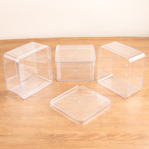 Boîte carrée multifonction en plastique transparent avec couvercle, récipient de qualité alimentaire pour biscuits, pâtisseries, emballage cadeau, présentoir - Product Image 2