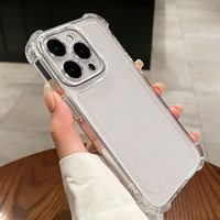 Coque de téléphone antichoc transparente en acrylique rigide avec protection anti-chute aux quatre coins pour iPhone 17 15 Pro Max, protection de téléphone portable en TPU spatial