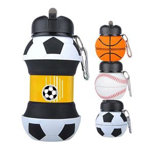 Bouteilles d'eau sportives en silicone pliables en forme de ballon de football pour enfants, anti-fuite avec couvercle, accessoire de gym pour le camping – Offre Spéciale - Product Image 1