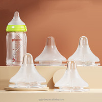 Usine en gros sans BPA biberon tétine large cou silicone biberon tétines sein comme anti colique mamelon