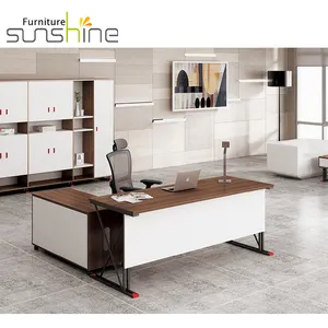 Sang trọng hiện đại l-hình dạng bàn điều hành cho CEO/Quản lý chất lượng cao đôi chân thép cài đặt dễ dàng văn phòng bàn máy tính - Product Image 1