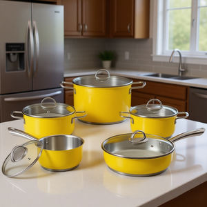 Juego de utensilios de cocina con revestimiento de color de 8 piezas, olla y sartén de acero inoxidable de inducción para cocina casera - Product Image 1
