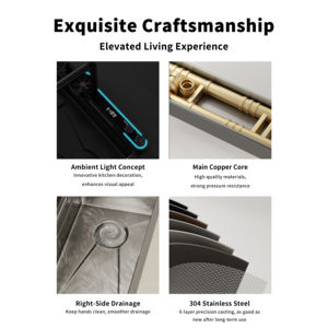 Lavello da Cucina <span class=keywords><strong>a</strong></span> Cascata YEETE in Acciaio Inox 304 - Vasca Singola Grande con Display Digitale per Installazione Sottopiano, Ideale per Case Moderne - Product Image 4