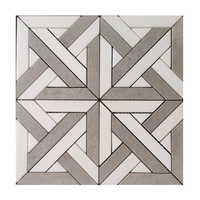 Mosaïque en marbre gris Cendrillon et marbre Thassos grec, carrelage mural à motif géométrique, pierre naturelle pour mur d'accentuation et crédence