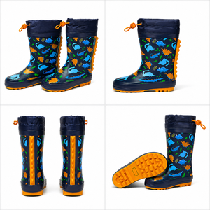 Bottes <span class=keywords><strong>de</strong></span> <span class=keywords><strong>pluie</strong></span> imperméables mignonnes pour enfants, faible MOQ, bottes en caoutchouc EVA antidérapantes à imprimé dinosaure <span class=keywords><strong>de</strong></span> dessin animé pour tout-petits, pour garçons - Product Image 5