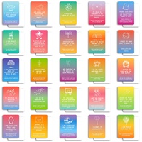 Nouvel ensemble de 50 cartes interactives en papier à dégradé arc-en-ciel pour la motivation et l'énergie positive, idéal pour l'export.