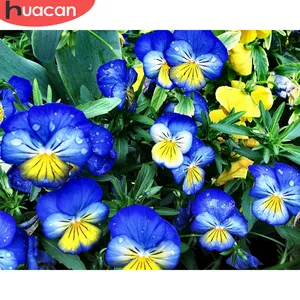 Lukisan bingkai Tersedia dengan nomor, gambar kanvas akrilik bunga biru, 30x40cm, grosir kit seni gambar buatan tangan khusus Yiwu