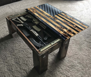Arredo con Scomparto Segreto a Forma di Bandiera Americana Nera e Effetto Bruciato, con Serratura Biometrica e Funzione di Nascondimento - Product Image 6