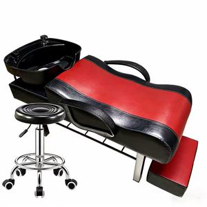 Lavacabezas semirreclinable para peluquería con pedales, sillón de lavado de cabello con función de enjuague de agua - Product Image 2