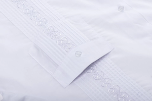 Camisas de <span class=keywords><strong>Guayabera</strong></span> cubana personalizadas de fábrica para hombre, camisa de vestir plisada clásica informal blanca de manga larga con 4 bolsillos - Product Image 5