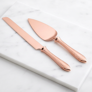 Couteau à gâteau rose doré élégant pour la découpe de gâteaux, idéal pour la pâtisserie quotidienne, le service de desserts, l'usage domestique, les cadeaux et les fêtes - Product Image 1