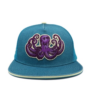 Custom Denim Canvas Velour Sandwich <b>Flat</b> Brim Embroidery Mesh Snapback Trucker <b>Hat</b> Fashionable Plush Casual Outdoor Beach Wear - Product Image 2