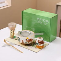 Ensemble de bols à matcha en céramique peints à la main de style japonais, fouet à matcha, ensemble de fouet à matcha personnalisé, kit d'accessoires pour fouet à matcha