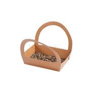 Boîte pliable avec poignée en papier kraft, barquette alimentaire jetable, emballage à emporter pour frites, chips et produits de boulangerie