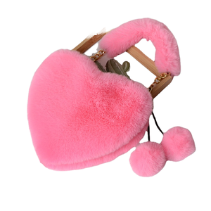 Venta caliente versión coreana felpa amor corazón bolso moda <span class=keywords><strong>Imitación</strong></span> Piel <span class=keywords><strong>de</strong></span> conejo Lindo bolso <span class=keywords><strong>de</strong></span> felpa <span class=keywords><strong>para</strong></span> damas - Product Image 1