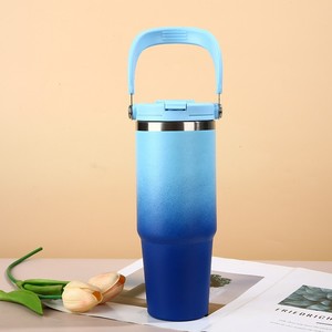 Factory Wholesale Promotional Travel Camping Car Coffee Milk 20oz 30oz <b>Double</b> <b>Wall</b> Stainless Steel Tumbler with Handle and Straw - Product Image 6