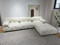 Canapé Sectionnel Modulable en Forme de L Capitonnée Moderne, Design Mario Bellini, Ensemble de Meubles de Salon Haut de Gamme