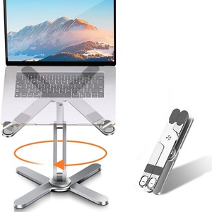 Support de refroidissement pour ordinateur portable N86 réglable à 360 degrés, support de bureau ergonomique pliable, coussinets de refroidissement pour ordinateur portable - Product Image 2