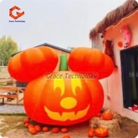 Citrouilles gonflables scellées à l'air de jardin extérieur Décoration de toit de citrouille énorme orange gonflable sur le thème de Halloween