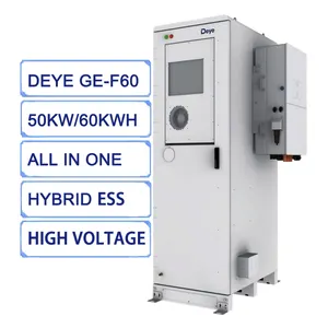 Deye GE-F60 thương mại 50kw lai năng lượng mặt trời biến tần và 60kwh LiFePO4 Pin IP55 tất cả trong một ESS tủ với điều hòa không khí