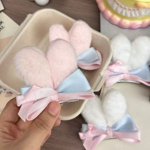 Cute plush ear <b>bow</b> bunny ear hair <b>clip</b> girl hair accessory water color sweet hair accessory hair <b>clip</b> lolita head accessory - Product Image 4