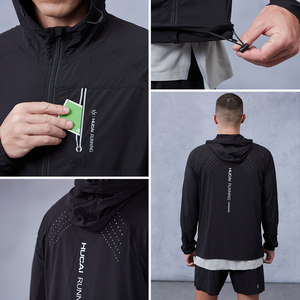 OEM HUCAI Custom Manufacturers Nylon Spandex Lightweight <strong>Reflective</strong> Workout Outdoor Gym <strong>Running</strong> <strong>Jacket</strong> for Men - Product Image 2