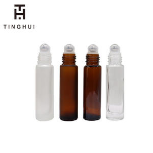 Botella de Vidrio Ámbar Esmerilado de 5ml, 10ml, 15ml con Tapa de Bambú y Bola Rodante de Acero - Product Image 6