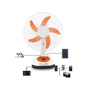 Bảng điều khiển năng lượng mặt trời có thể sạc lại 14 inch Fan năng lượng mặt trời Powered ngoài trời đa tốc độ điều chỉnh người hâm mộ quạt năng lượng mặt trời với ánh sáng